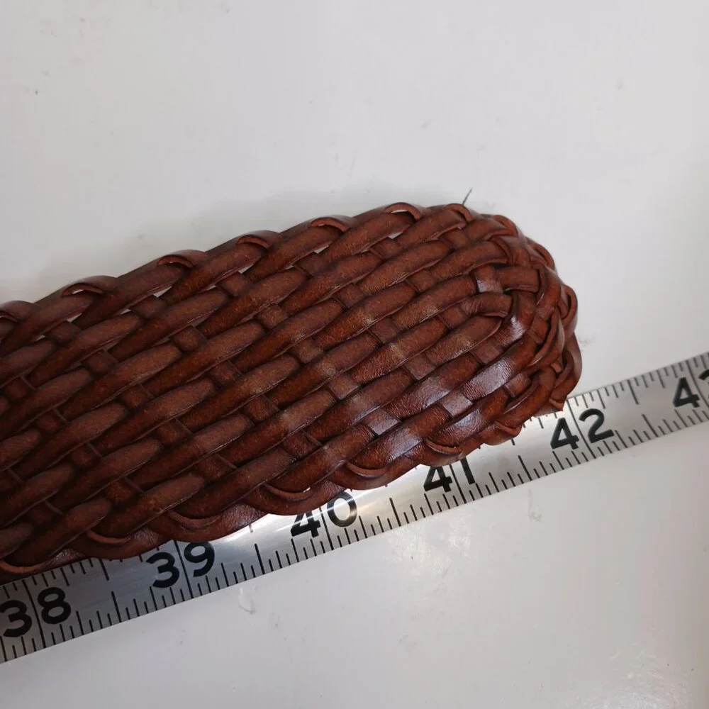Michael Kors Women Wide Belts Size M Brown Woven Leather